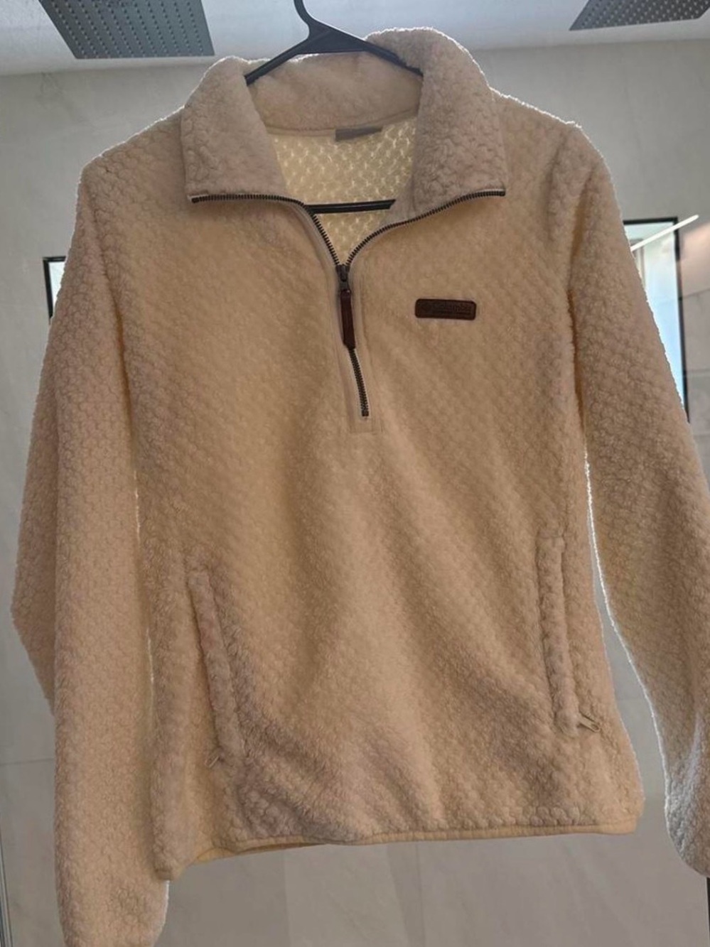 COLUMBIA Cream Fleece Quarter-Zip Pullover Sweater